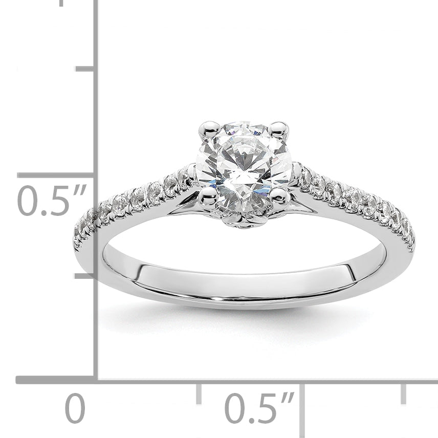 14k White Gold 1/4 carat Lab Grown Diamond VS/SI+ G+ 3/4 carat Center Round Semi Mount Engagement Ring