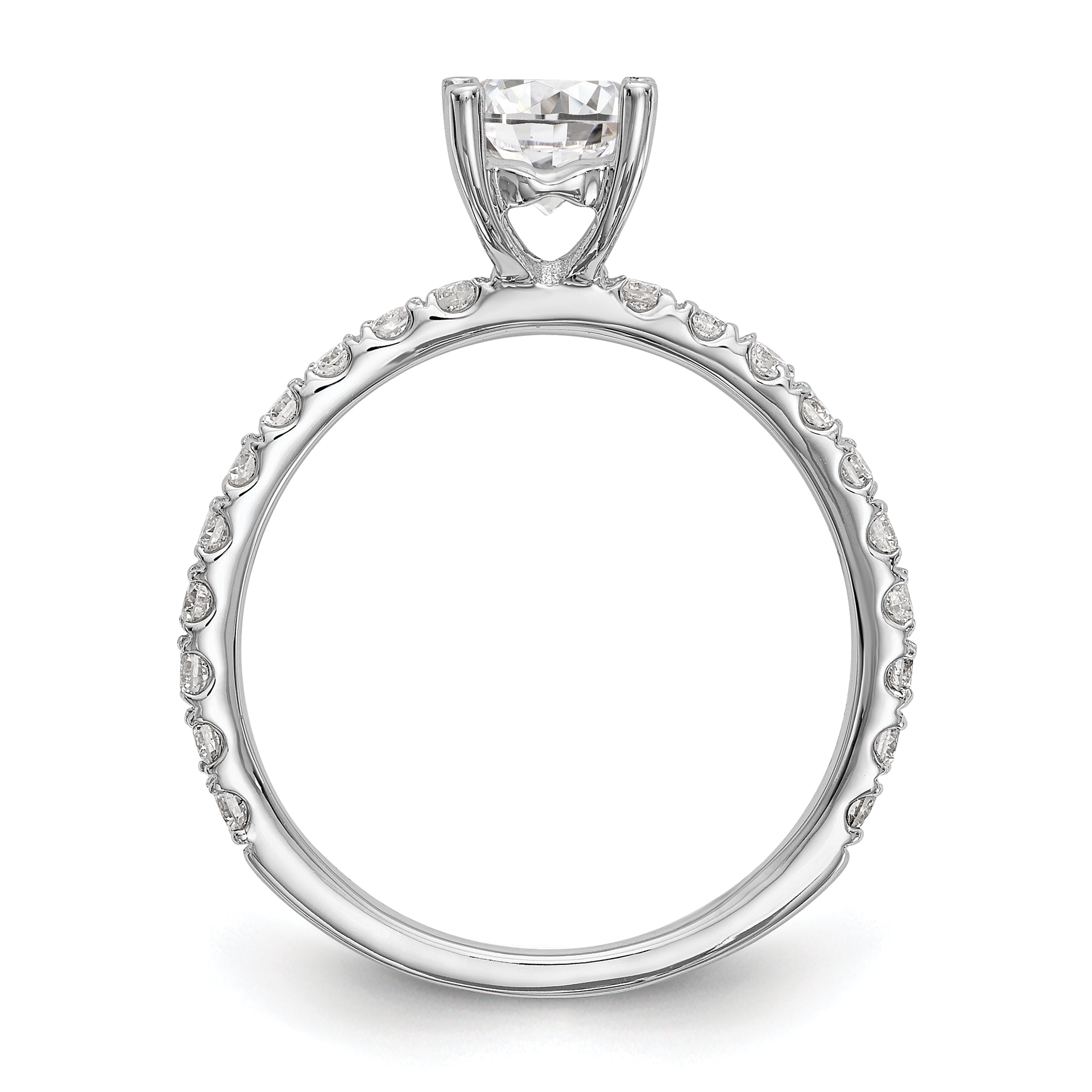 14k White Gold 1/3 carat Lab Grown Diamond VS/SI+ G+ 1 carat Center Round Semi Mount Engagement Ring Secondary image