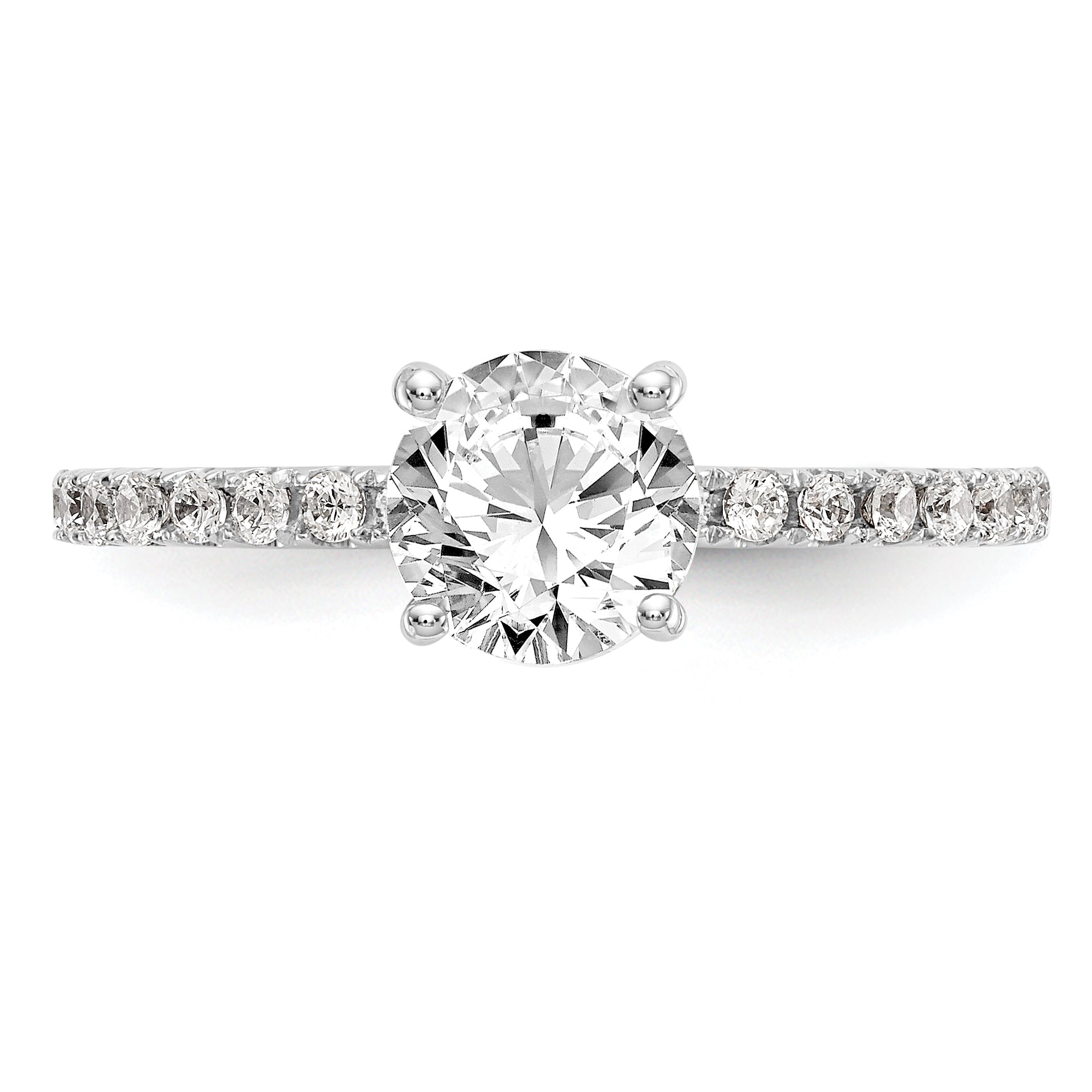 14k White Gold 1/3 carat Lab Grown Diamond VS/SI+ G+ 1 carat Center Round Semi Mount Engagement Ring