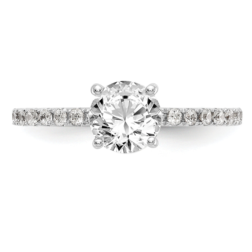 14k White Gold 1/3 carat Lab Grown Diamond VS/SI+ G+ 1 carat Center Round Semi Mount Engagement Ring