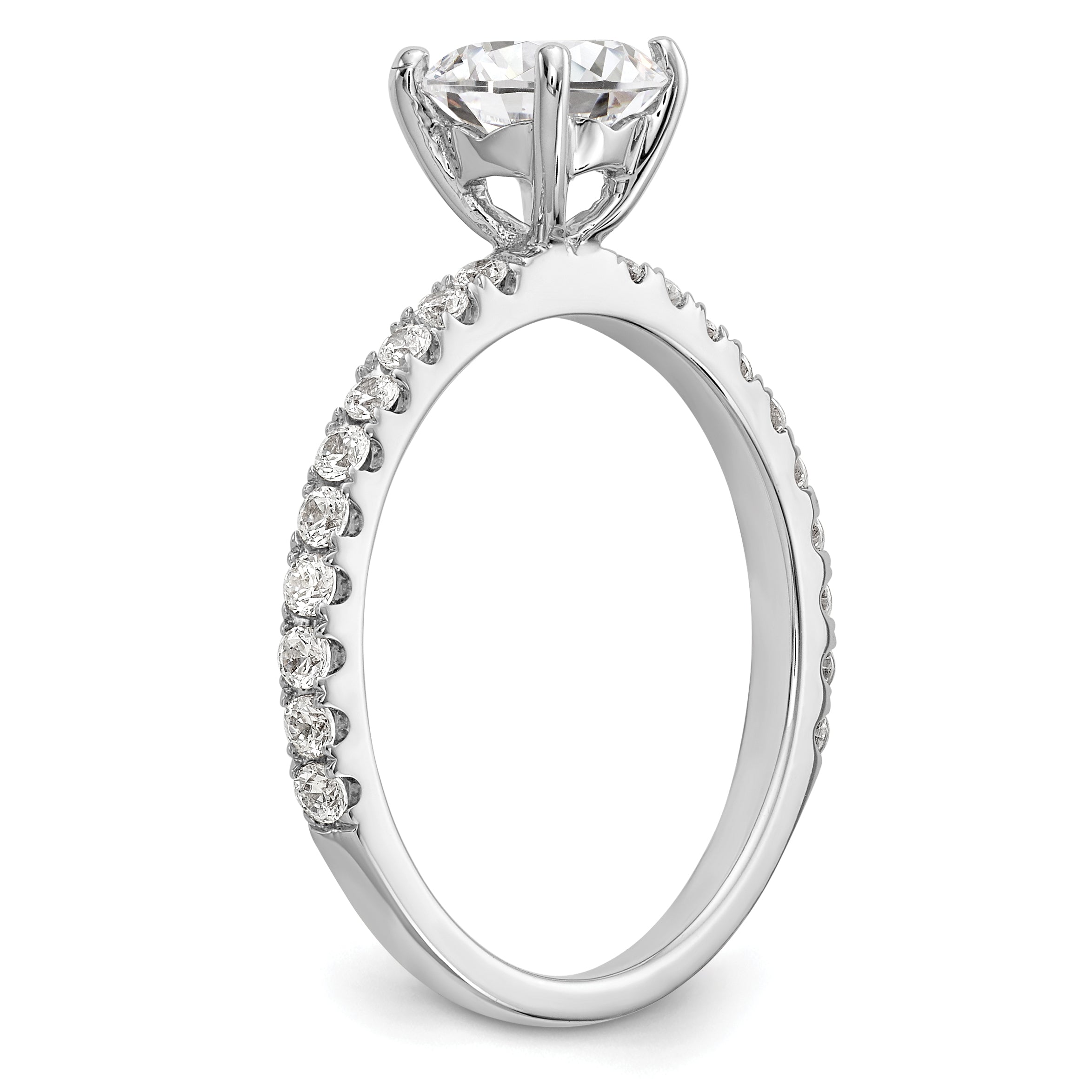14k White Gold 1/3 carat Lab Grown Diamond VS/SI+ G+ 1 carat Center Round Semi Mount Engagement Ring