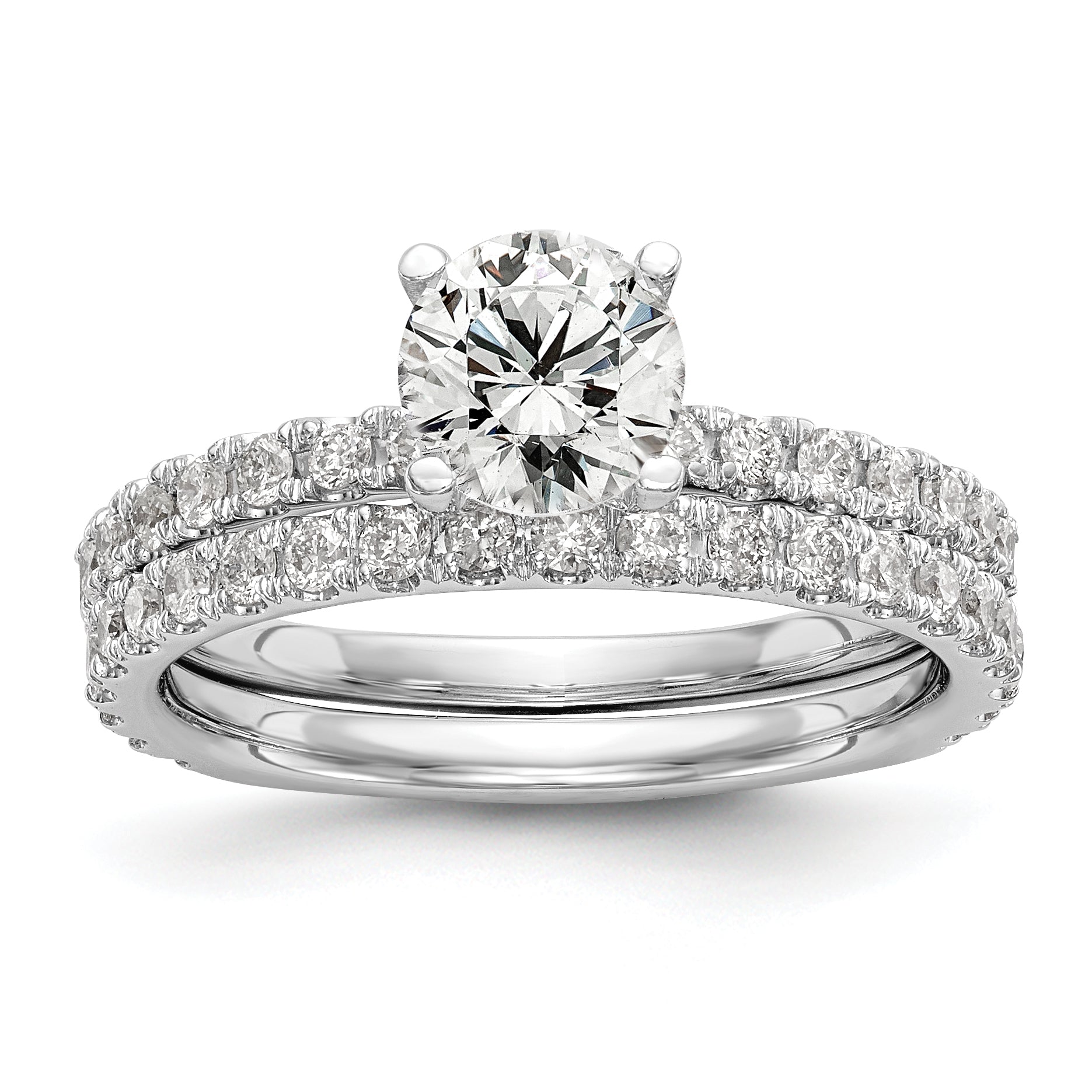 14k White Gold 1/3 carat Lab Grown Diamond VS/SI+ G+ 1 carat Center Round Semi Mount Engagement Ring