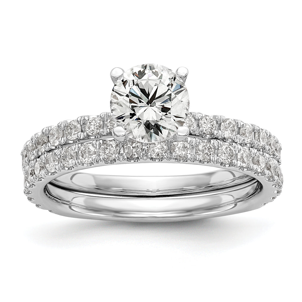 14k White Gold 1/3 carat Lab Grown Diamond VS/SI+ G+ 1 carat Center Round Semi Mount Engagement Ring