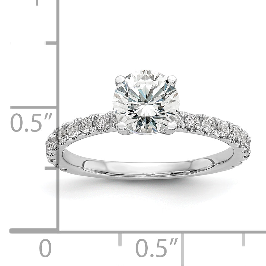 14k White Gold 1/3 carat Lab Grown Diamond VS/SI+ G+ 1 carat Center Round Semi Mount Engagement Ring
