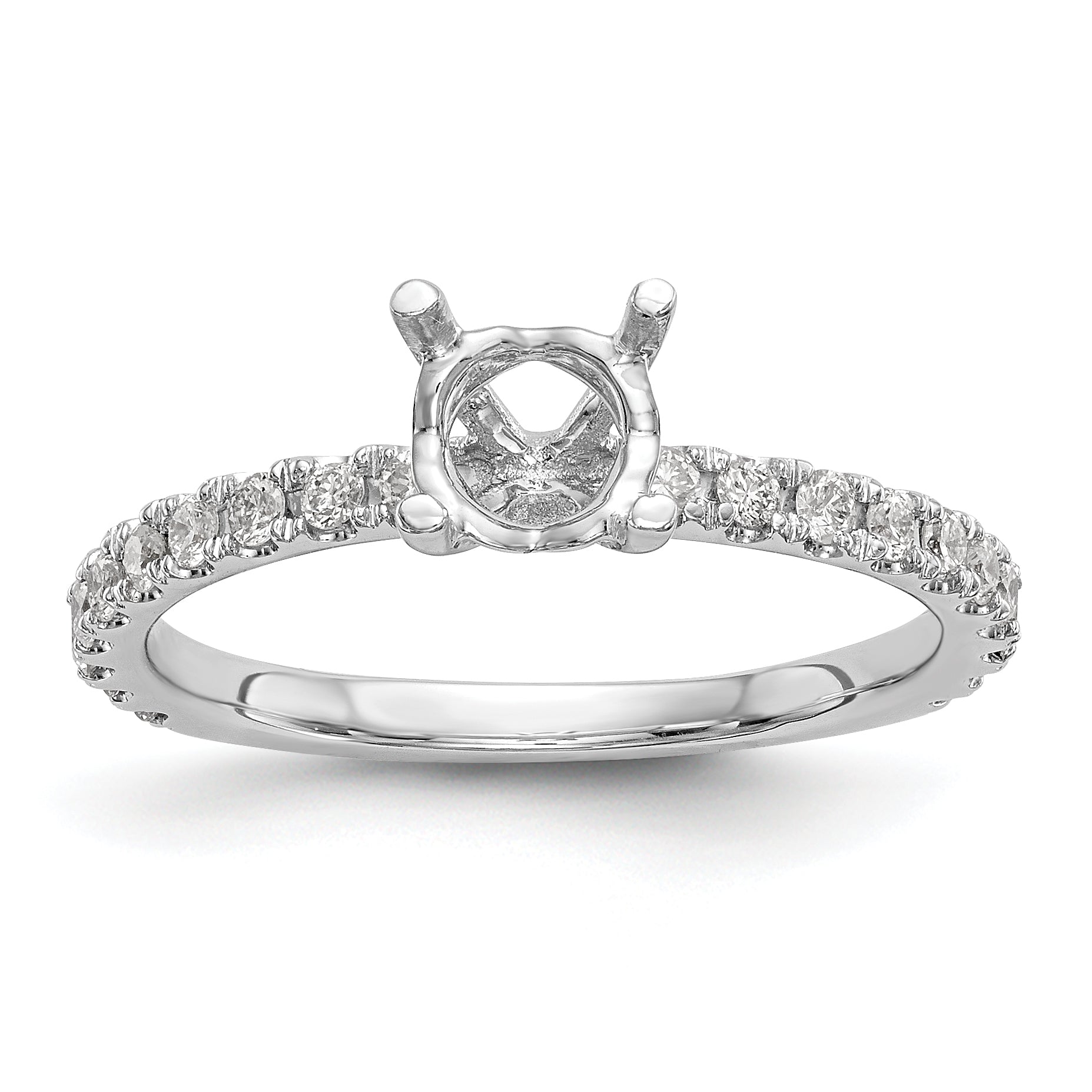 14k White Gold 1/3 carat Lab Grown Diamond VS/SI+ G+ 1 carat Center Round Semi Mount Engagement Ring
