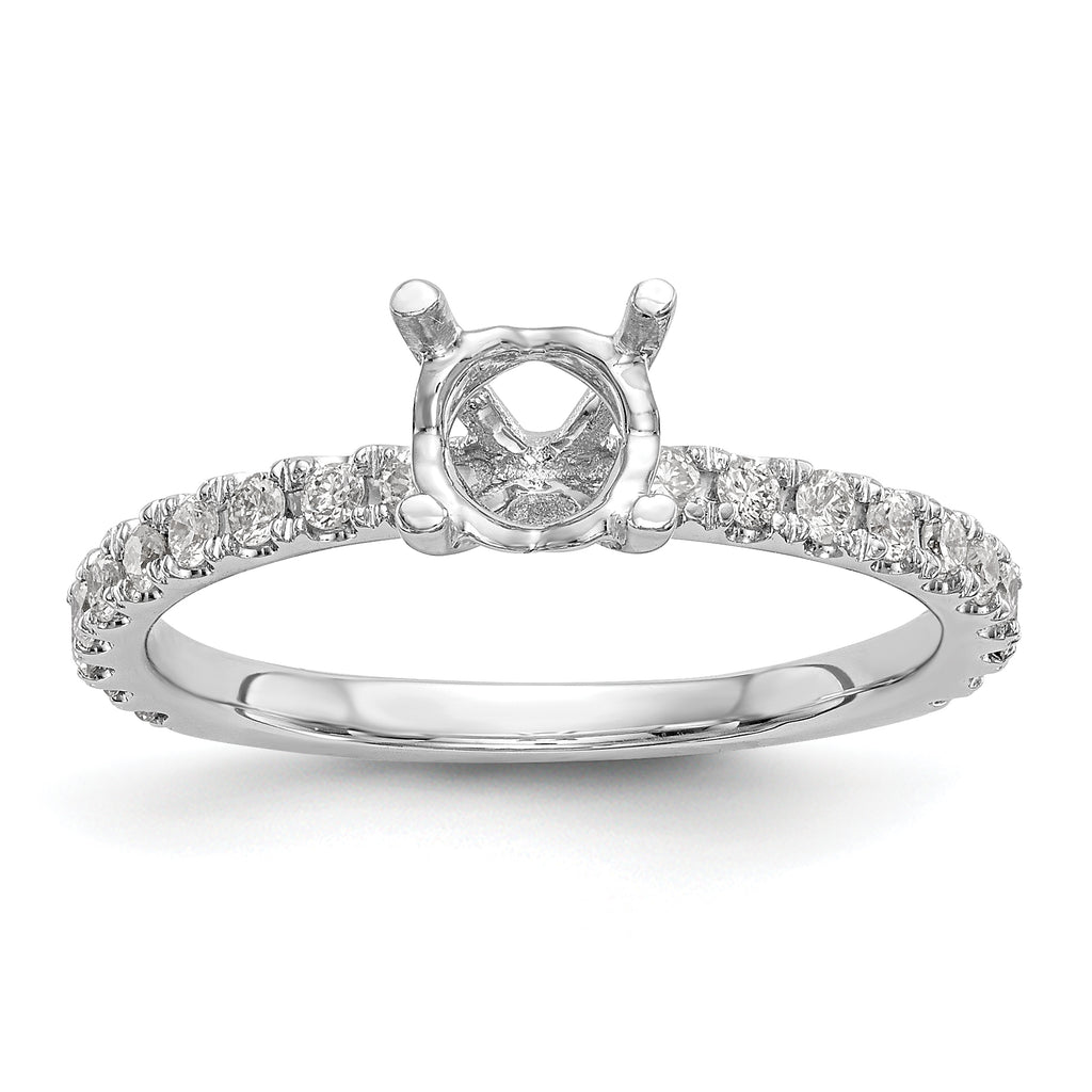 14k White Gold 1/3 carat Lab Grown Diamond VS/SI+ G+ 1 carat Center Round Semi Mount Engagement Ring