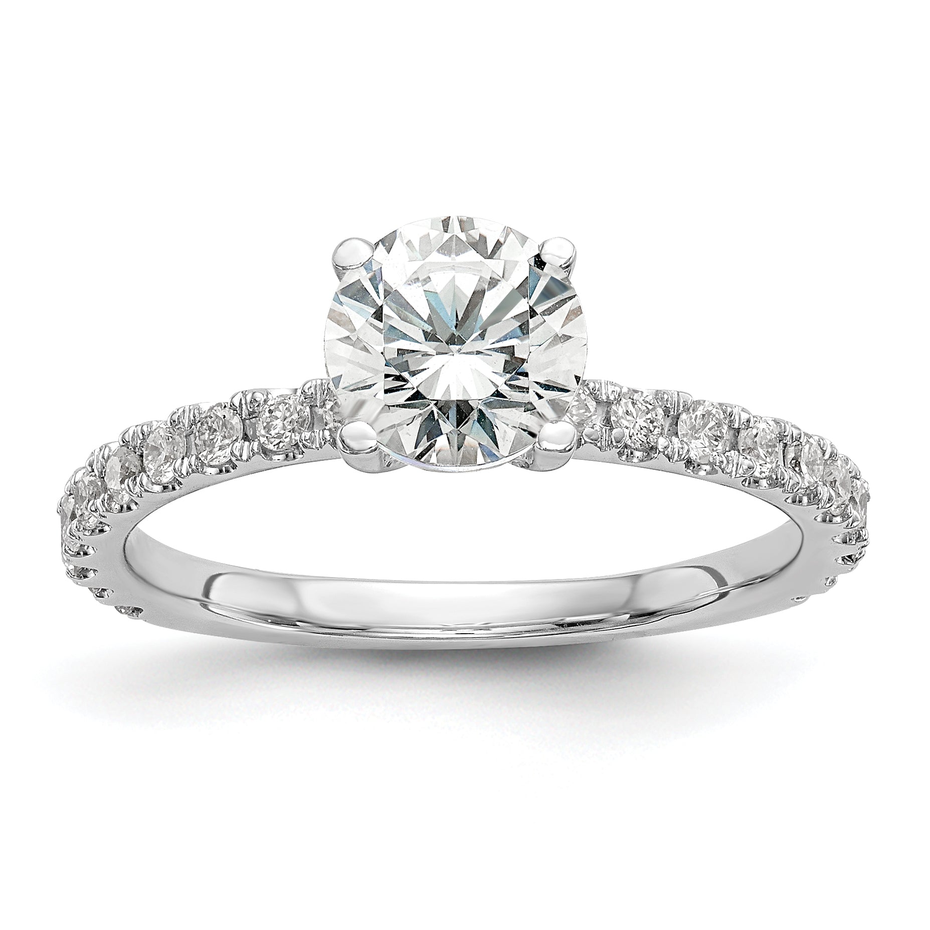 14k White Gold 1/3 carat Lab Grown Diamond VS/SI+ G+ 1 carat Center Round Semi Mount Engagement Ring Main image