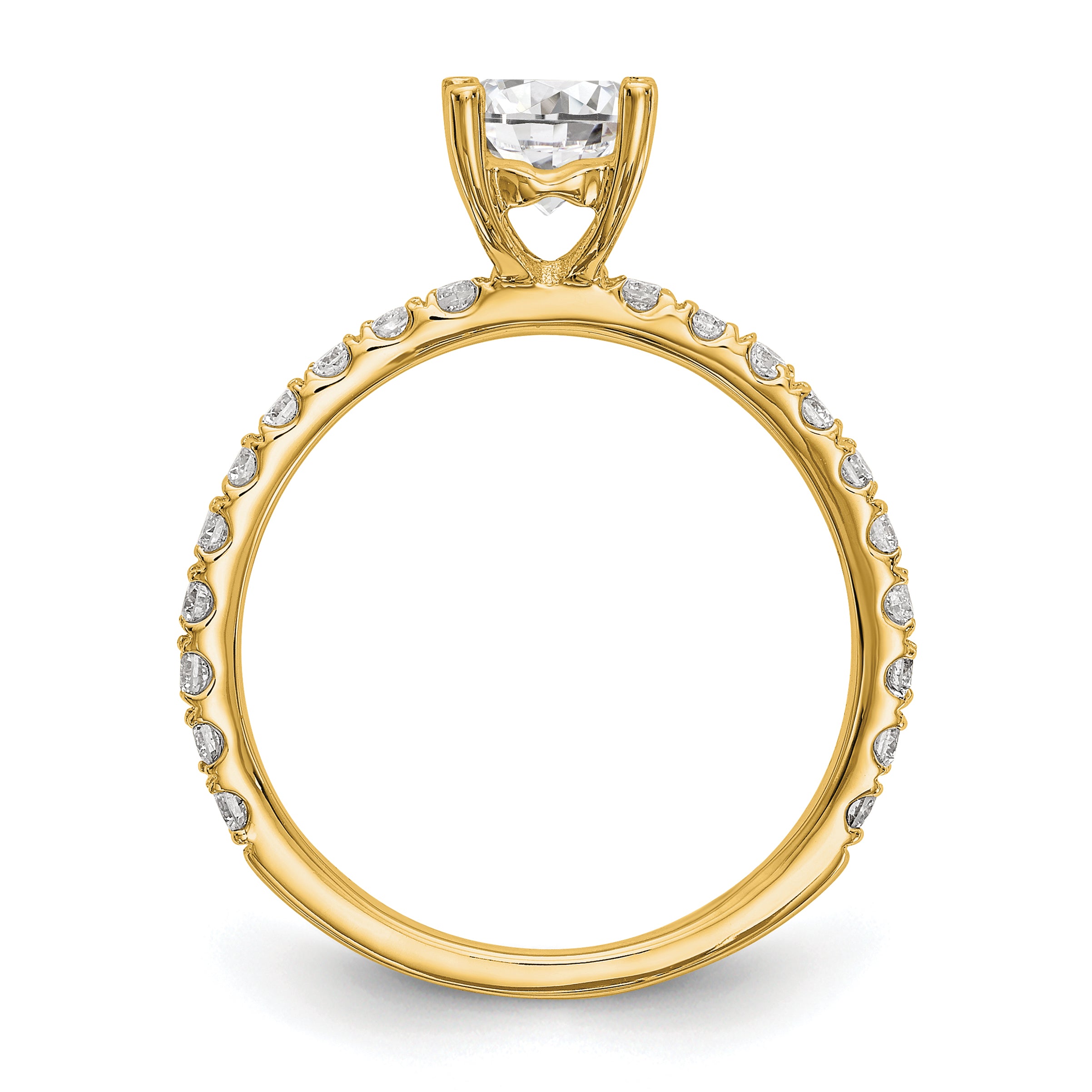 14k 1/3 carat Lab Grown Diamond VS/SI+ G+ 1 carat Center Round Semi Mount Engagement Ring Secondary image