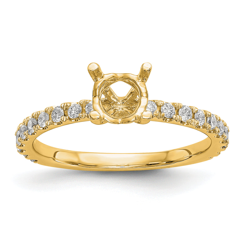 14k 1/3 carat Lab Grown Diamond VS/SI+ G+ 1 carat Center Round Semi Mount Engagement Ring