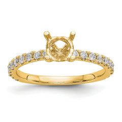 14k 1/3 carat Lab Grown Diamond VS/SI+ G+ 1 carat Center Round Semi Mount Engagement Ring