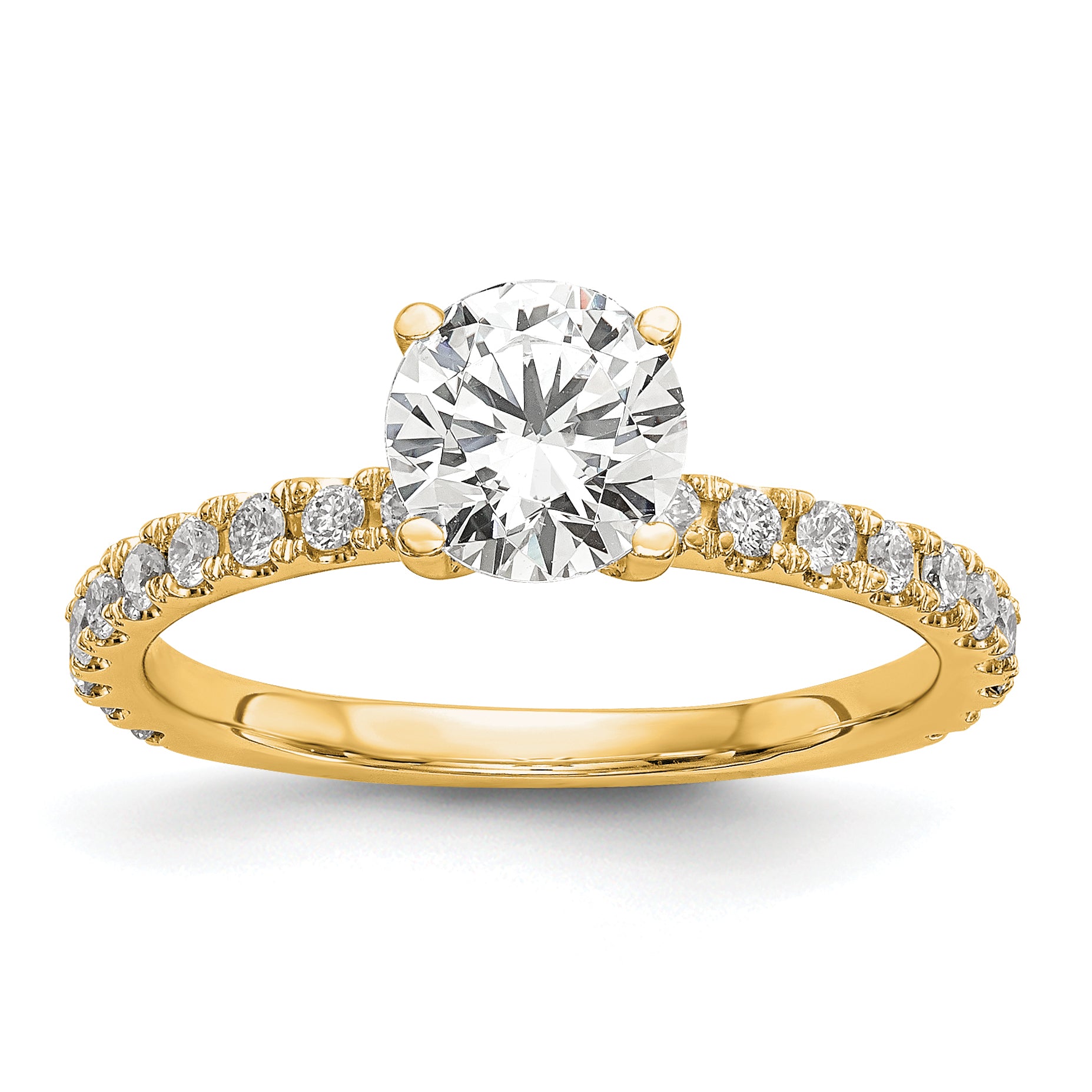 14k 1/3 carat Lab Grown Diamond VS/SI+ G+ 1 carat Center Round Semi Mount Engagement Ring Main image