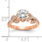 14k Rose Gold 3/8 carat Lab Grown Diamond VS/SI+ G+ 3/4 carat Center Round Semi Mount Channel Set Shared Prong Engagement Ring