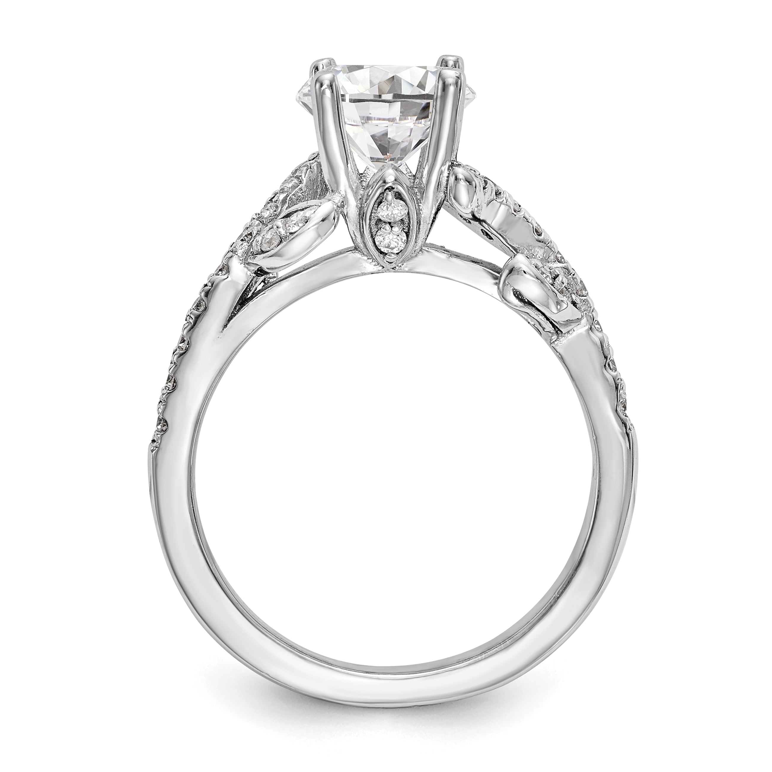 14k White Gold 3/8 carat Lab Grown Diamond VS/SI+ G+ 3/4 carat Center Round Semi Mount Channel Set Shared Prong Engagement Ring Secondary image