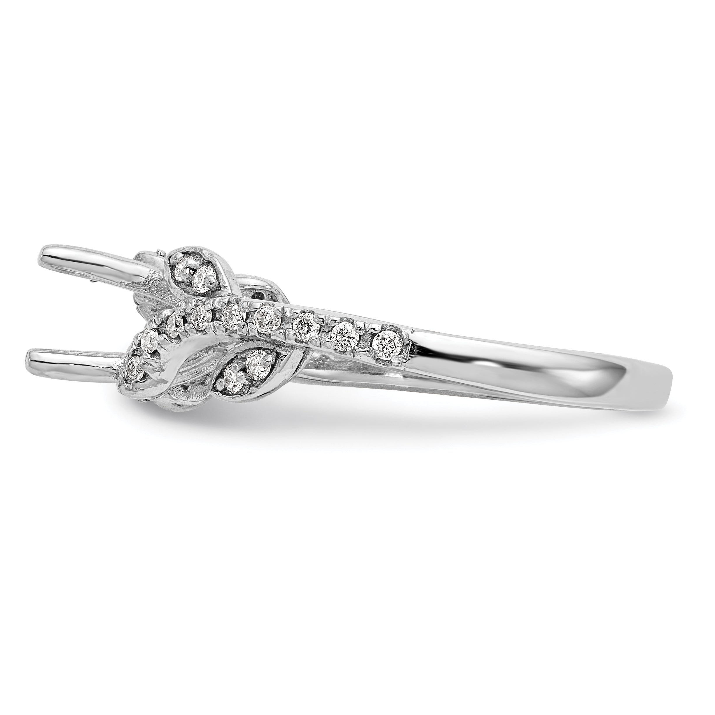 14k White Gold 3/8 carat Lab Grown Diamond VS/SI+ G+ 3/4 carat Center Round Semi Mount Channel Set Shared Prong Engagement Ring