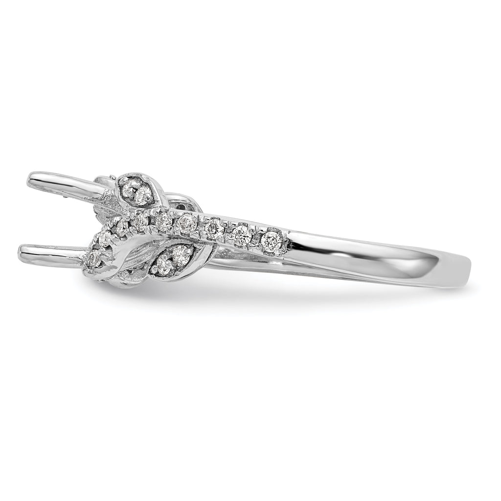 14k White Gold 3/8 carat Lab Grown Diamond VS/SI+ G+ 3/4 carat Center Round Semi Mount Channel Set Shared Prong Engagement Ring