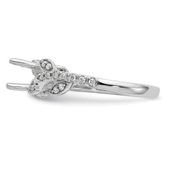 14k White Gold 3/8 carat Lab Grown Diamond VS/SI+ G+ 3/4 carat Center Round Semi Mount Channel Set Shared Prong Engagement Ring
