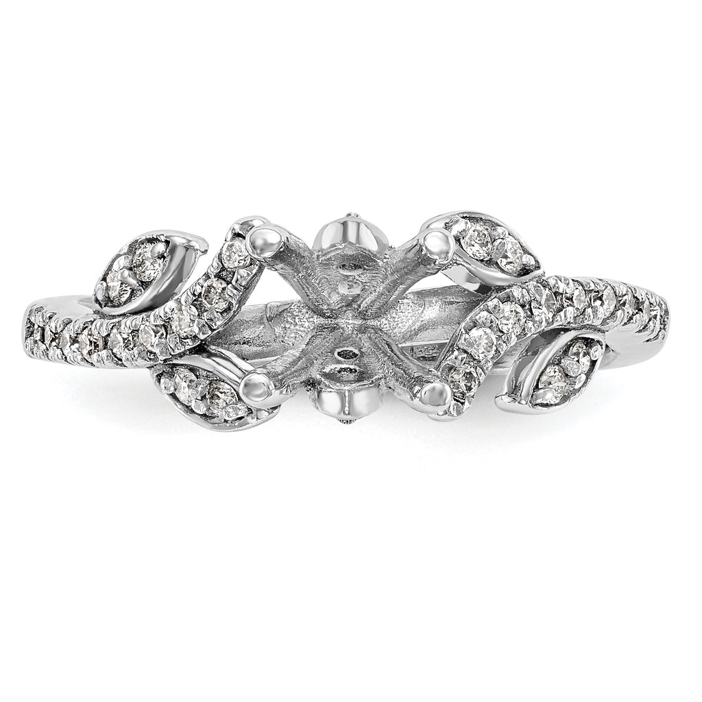 14k White Gold 3/8 carat Lab Grown Diamond VS/SI+ G+ 3/4 carat Center Round Semi Mount Channel Set Shared Prong Engagement Ring