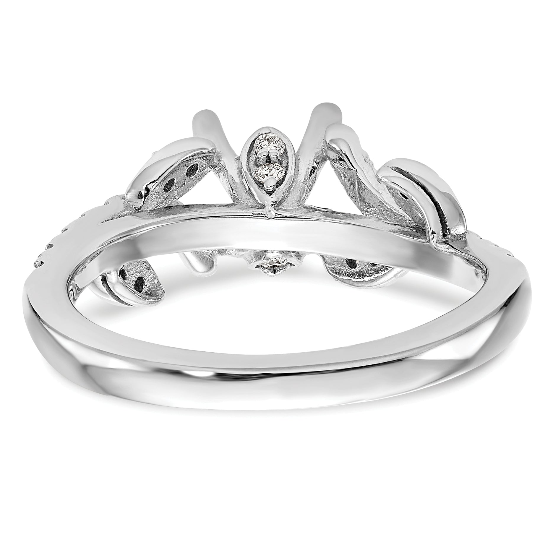 14k White Gold 3/8 carat Lab Grown Diamond VS/SI+ G+ 3/4 carat Center Round Semi Mount Channel Set Shared Prong Engagement Ring
