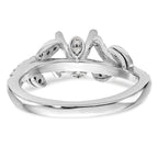14k White Gold 3/8 carat Lab Grown Diamond VS/SI+ G+ 3/4 carat Center Round Semi Mount Channel Set Shared Prong Engagement Ring