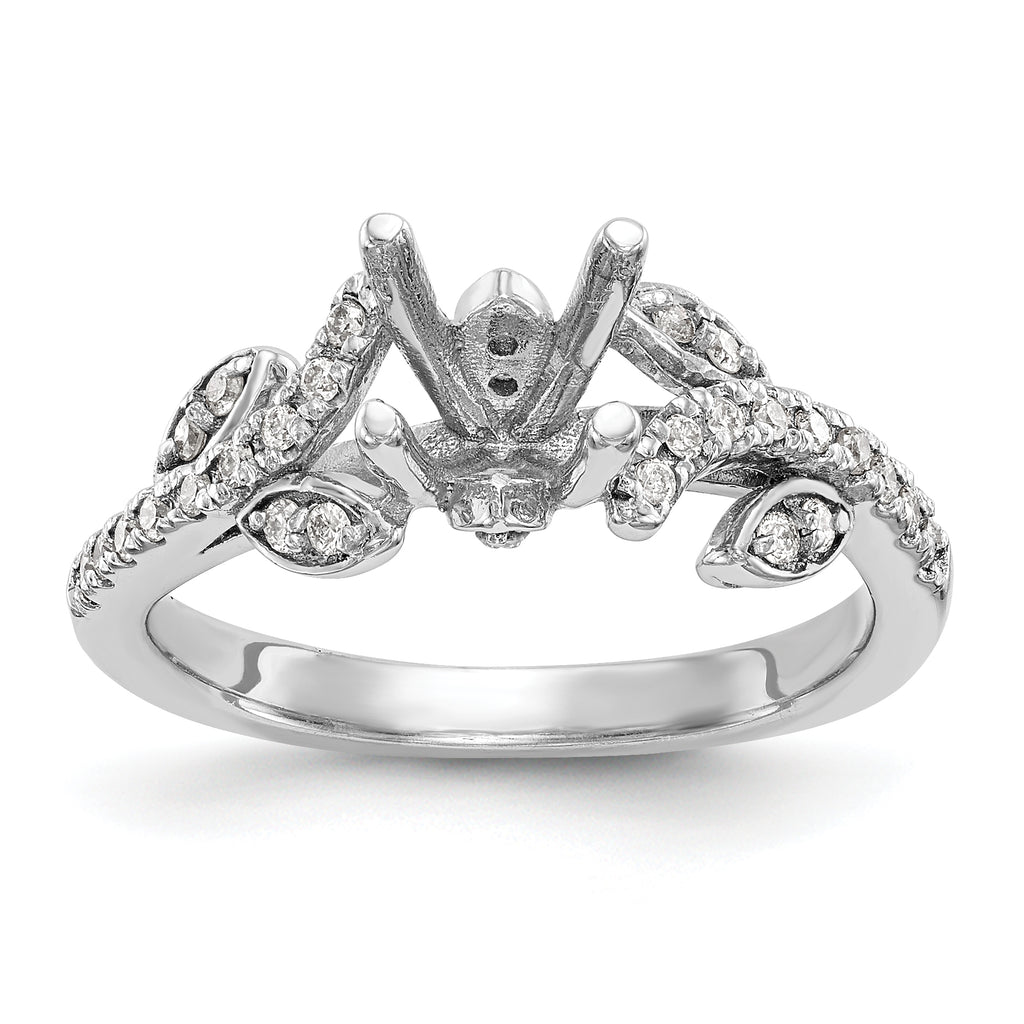 14k White Gold 3/8 carat Lab Grown Diamond VS/SI+ G+ 3/4 carat Center Round Semi Mount Channel Set Shared Prong Engagement Ring