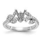 14k White Gold 3/8 carat Lab Grown Diamond VS/SI+ G+ 3/4 carat Center Round Semi Mount Channel Set Shared Prong Engagement Ring