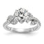 14k White Gold 3/8 carat Lab Grown Diamond VS/SI+ G+ 3/4 carat Center Round Semi Mount Channel Set Shared Prong Engagement Ring