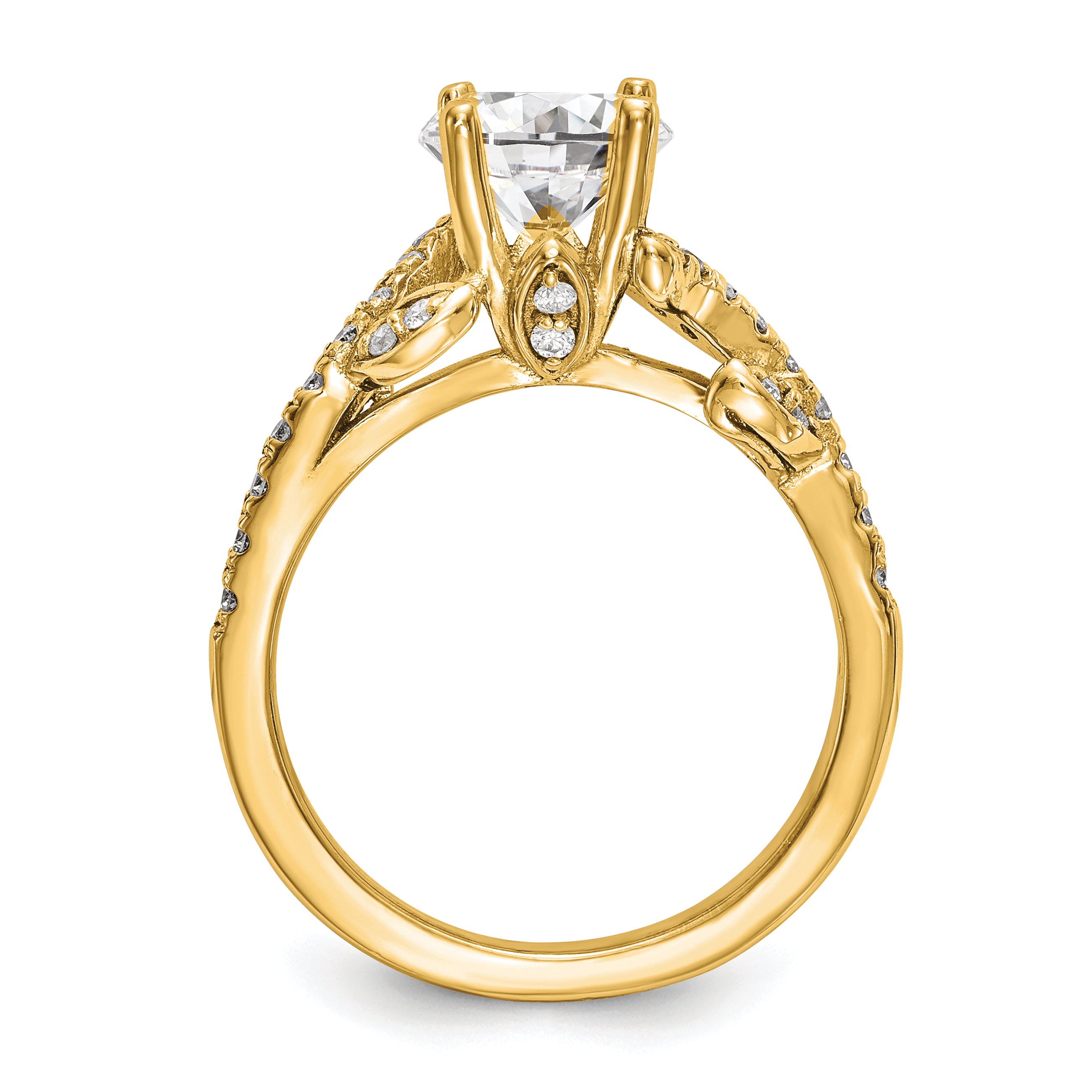 14k 3/8 carat Lab Grown Diamond VS/SI+ G+ 3/4 carat Center Round Semi Mount Channel Set Shared Prong Engagement Ring