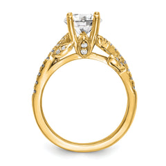 14k 3/8 carat Lab Grown Diamond VS/SI+ G+ 3/4 carat Center Round Semi Mount Channel Set Shared Prong Engagement Ring