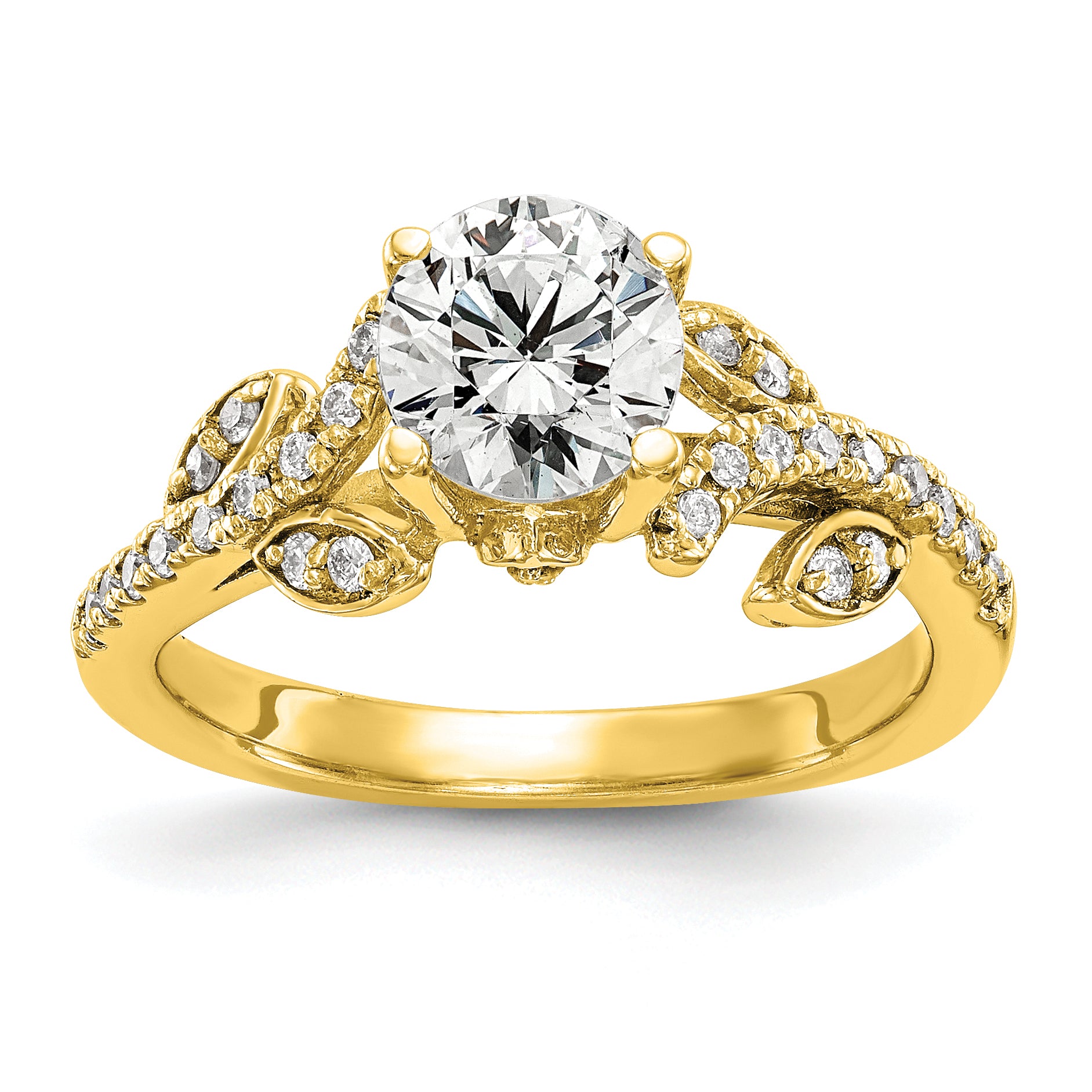 14k 3/8 carat Lab Grown Diamond VS/SI+ G+ 3/4 carat Center Round Semi Mount Channel Set Shared Prong Engagement Ring Main image