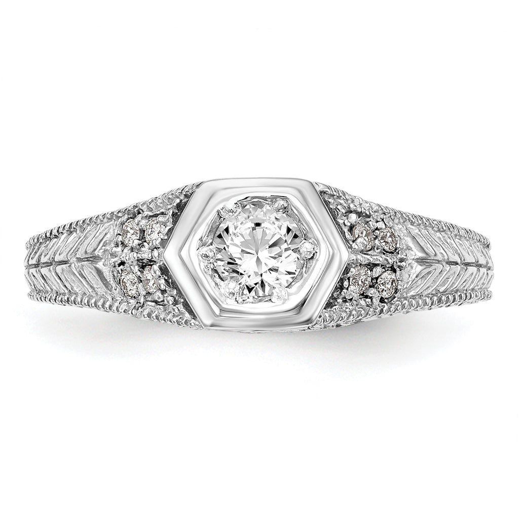 14k White Gold 1/5 carat Lab Grown Diamond VS/SI+ G+ Round Complete Shared Prong Engagement Ring