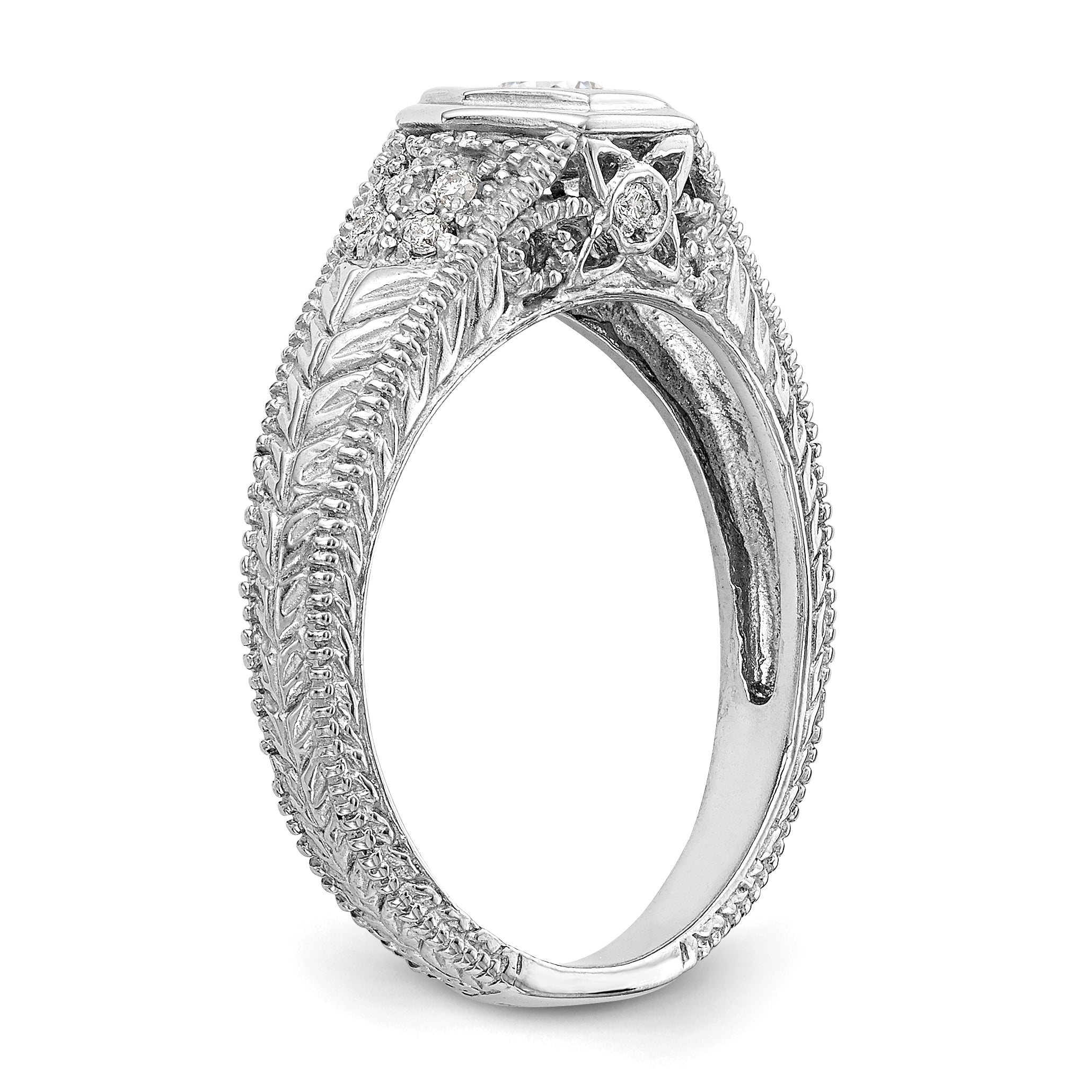 14k White Gold 1/5 carat Lab Grown Diamond VS/SI+ G+ Round Complete Shared Prong Engagement Ring