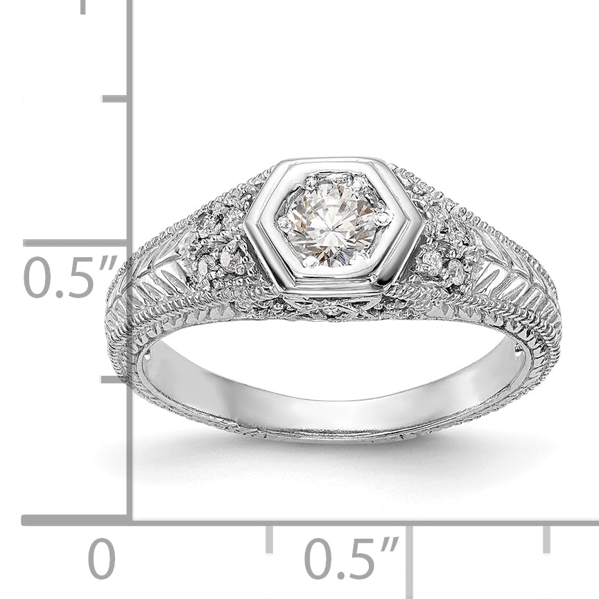 14k White Gold 1/5 carat Lab Grown Diamond VS/SI+ G+ Round Complete Shared Prong Engagement Ring