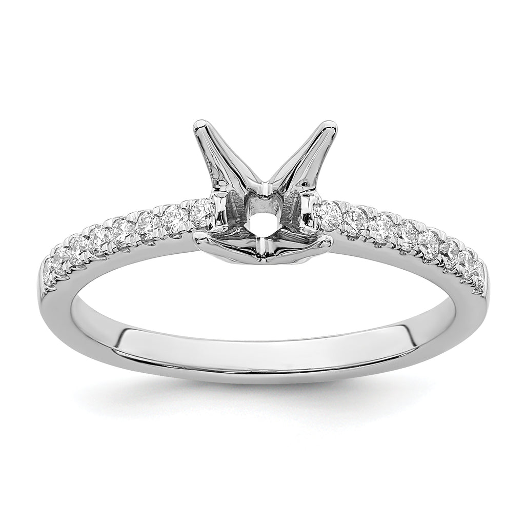 14k White Gold 1/6 carat Lab Grown Diamond VS/SI+ G+ Princess 3/4 carat center Semi Mount Engagement Ring