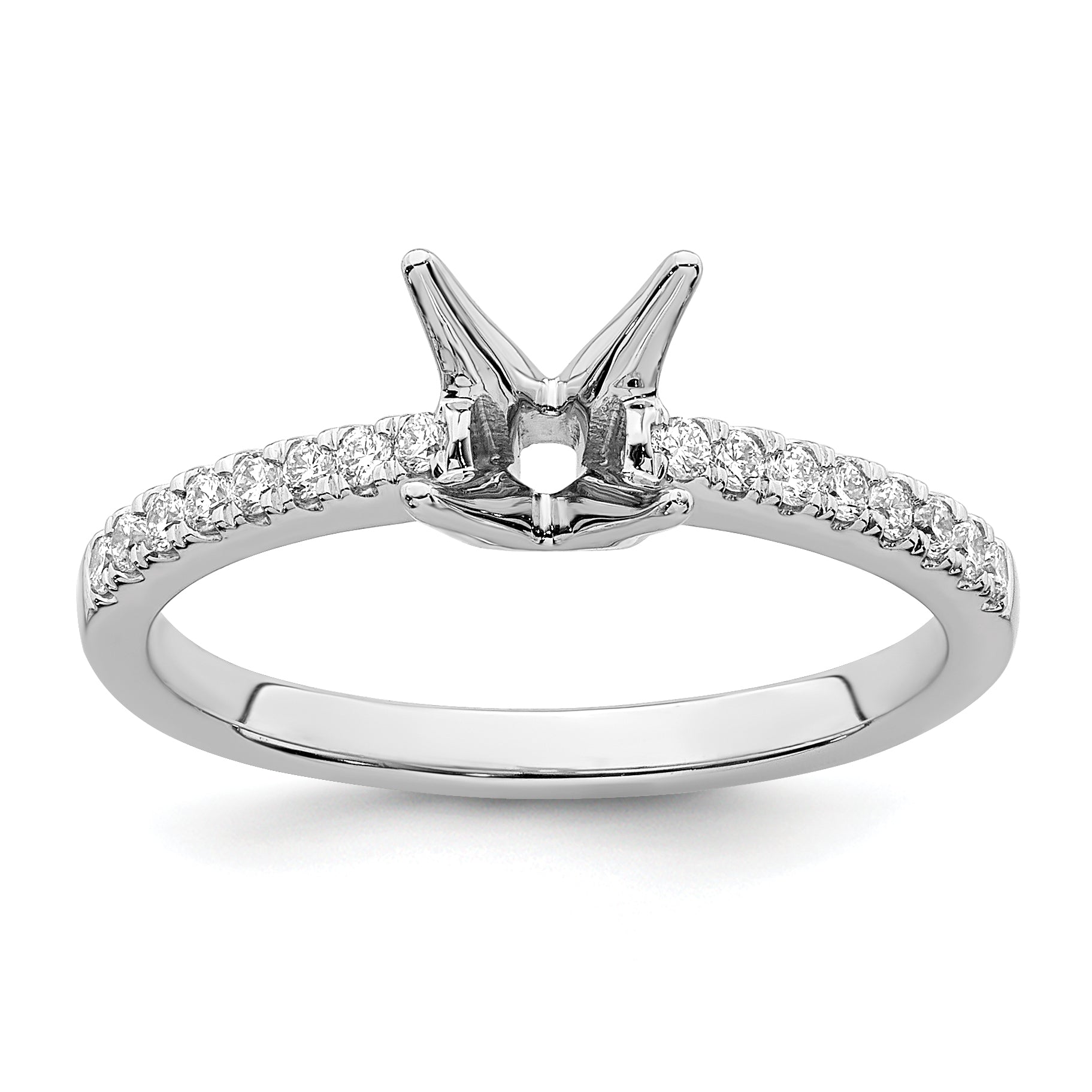 14k White Gold 1/6 carat Lab Grown Diamond VS/SI+ G+ Princess 3/4 carat center Semi Mount Engagement Ring