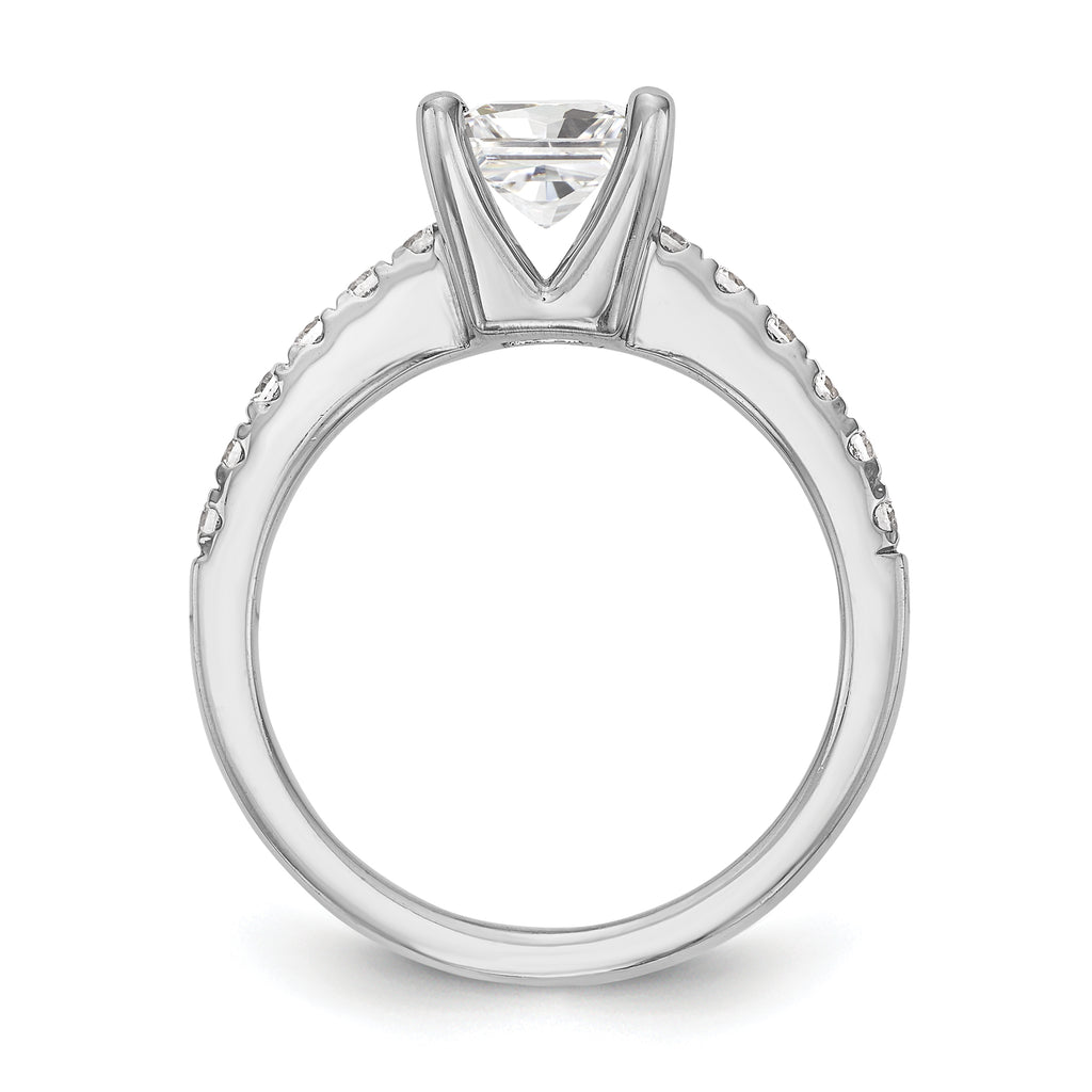 14k White Gold 1/5 carat Lab Grown Diamond VS/SI+ G+ Princess 1 carat center Semi Mount Engagement Ring