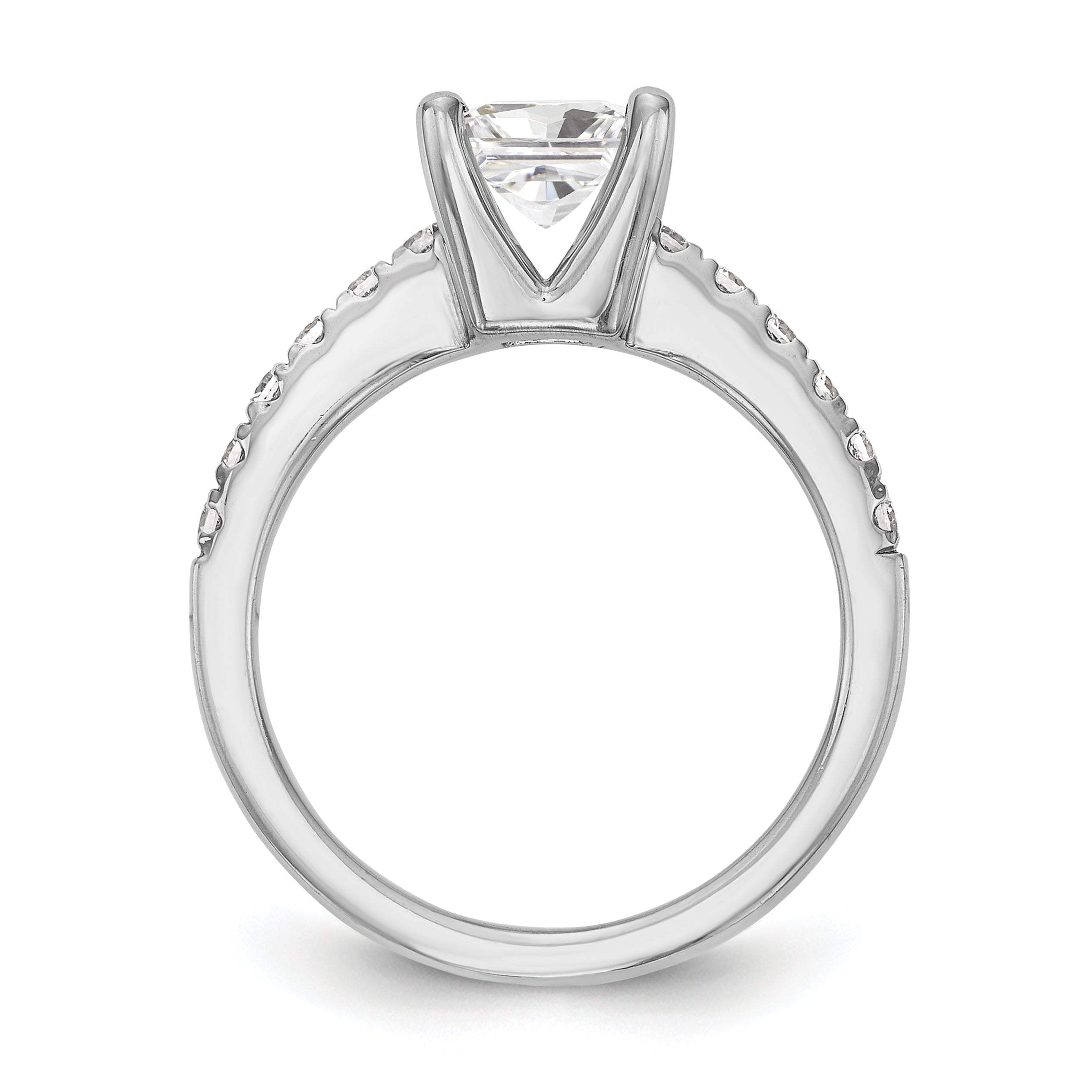 14k White Gold 1/5 carat Lab Grown Diamond VS/SI+ G+ Princess 1 carat center Semi Mount Engagement Ring