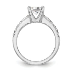 14k White Gold 1/5 carat Lab Grown Diamond VS/SI+ G+ Princess 1 carat center Semi Mount Engagement Ring