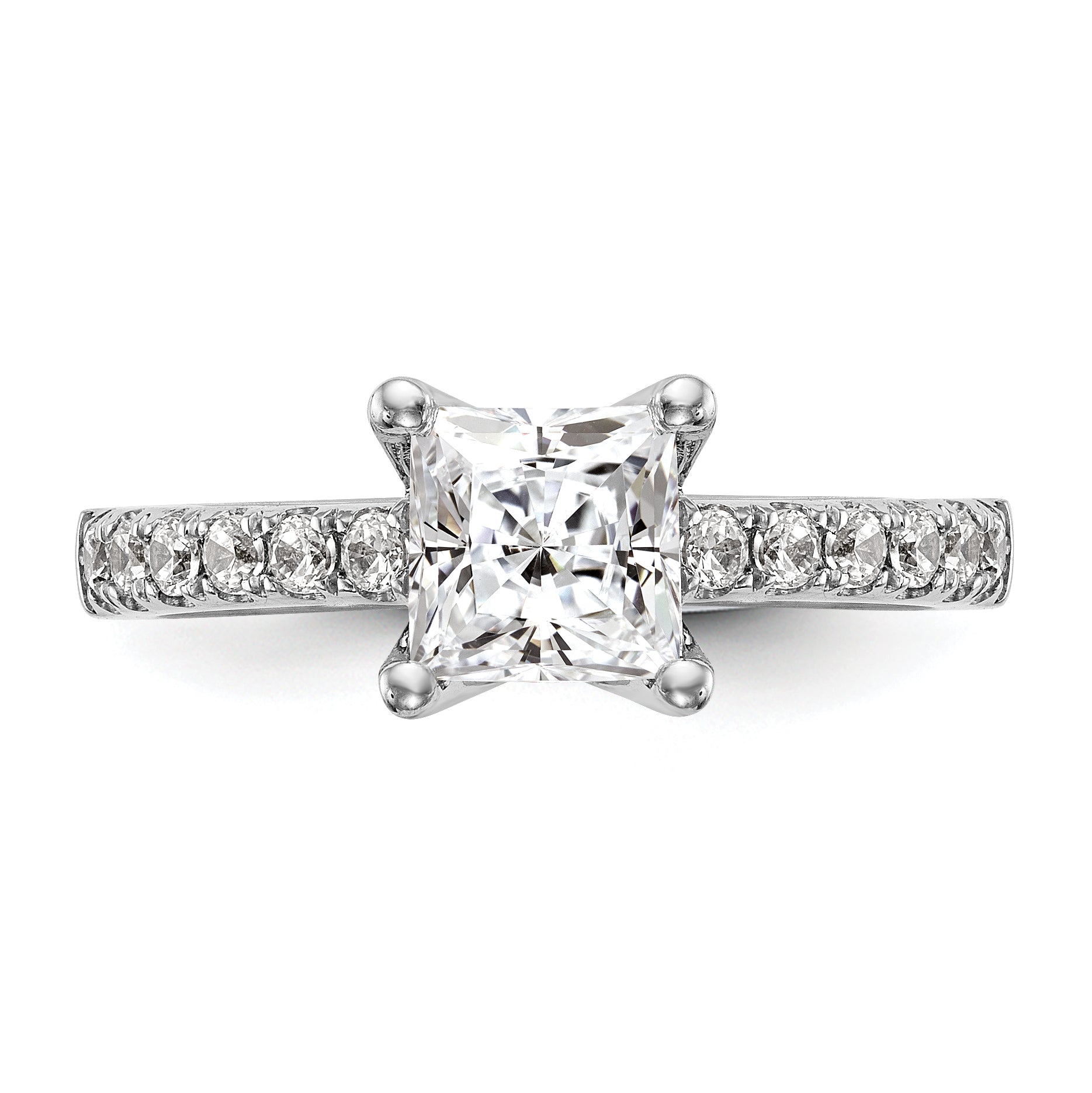 14k White Gold 1/5 carat Lab Grown Diamond VS/SI+ G+ Princess 1 carat center Semi Mount Engagement Ring