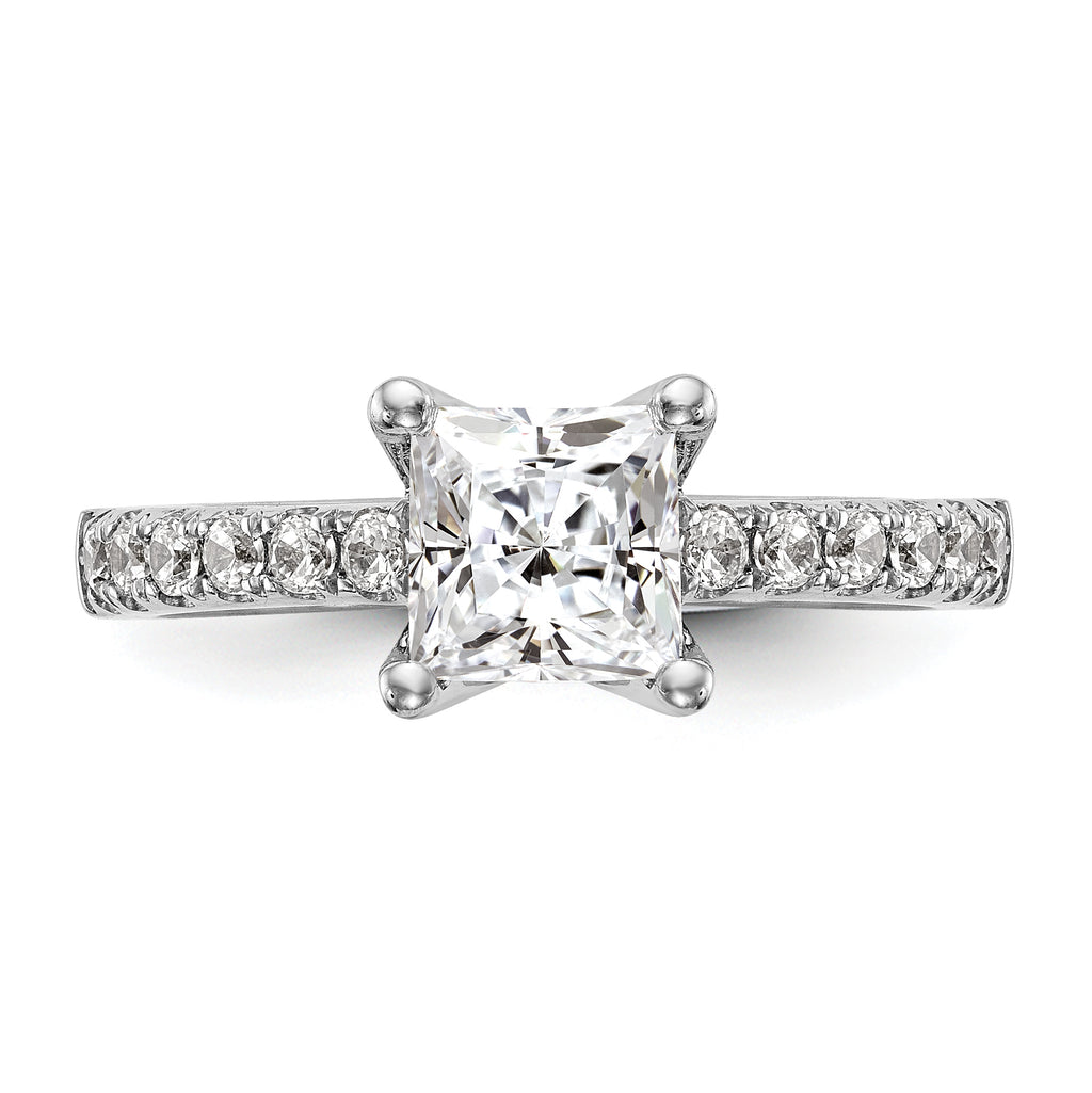 14k White Gold 1/5 carat Lab Grown Diamond VS/SI+ G+ Princess 1 carat center Semi Mount Engagement Ring