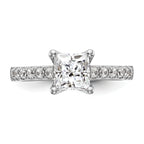 14k White Gold 1/5 carat Lab Grown Diamond VS/SI+ G+ Princess 1 carat center Semi Mount Engagement Ring