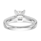14k White Gold 1/5 carat Lab Grown Diamond VS/SI+ G+ Princess 1 carat center Semi Mount Engagement Ring
