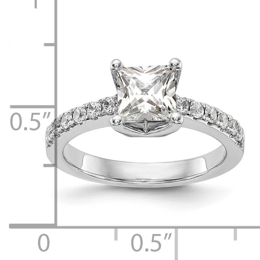 14k White Gold 1/5 carat Lab Grown Diamond VS/SI+ G+ Princess 1 carat center Semi Mount Engagement Ring