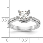 14k White Gold 1/5 carat Lab Grown Diamond VS/SI+ G+ Princess 1 carat center Semi Mount Engagement Ring