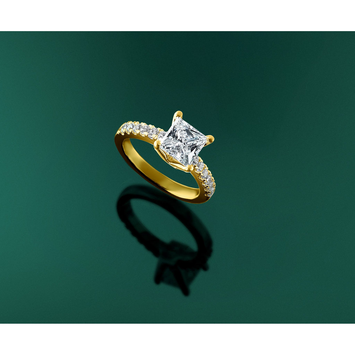 Certified Princess Lab-Grown Diamond Engagement Ring in 14K Yellow Gold (1 1/2 ct. tw.), Size 7 - Sophia Jewelers