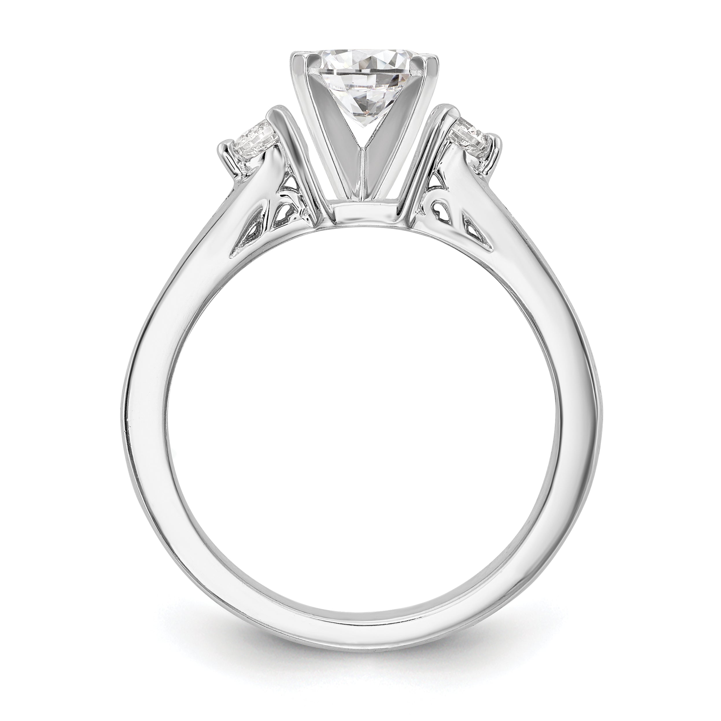14k White Gold 1/2 carat Lab Grown Diamond VS/SI+ G+ Semi Mount Peg Set Engagement Ring