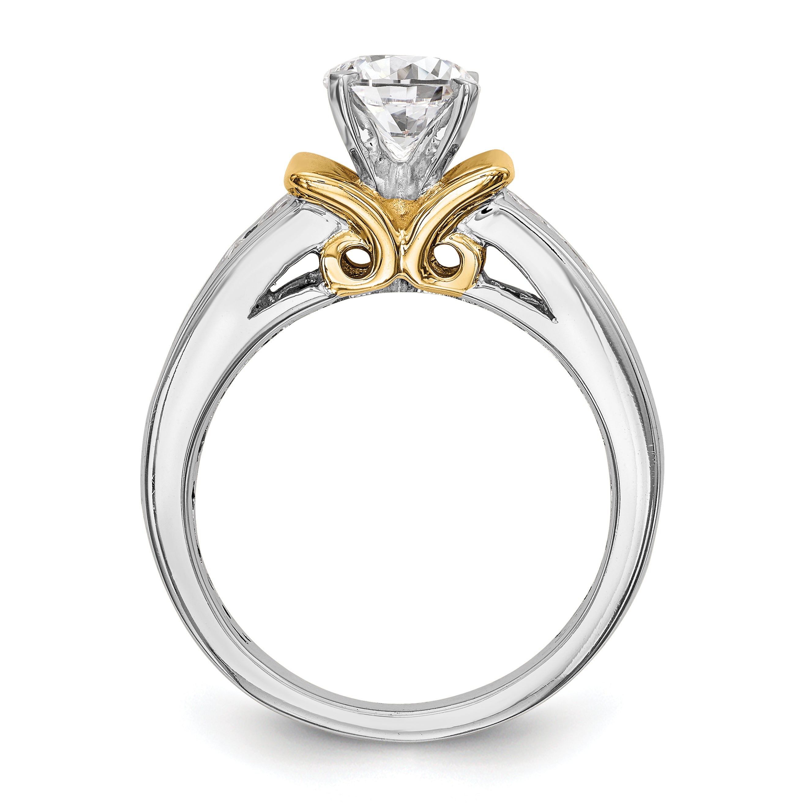 14k Two Tone 5/8 carat Lab Grown Diamond VS/SI+ G+ Semi Mount Peg Set Engagement Ring