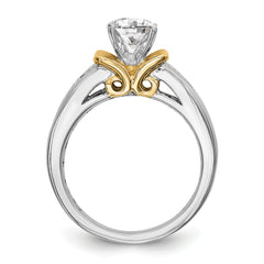 14k Two Tone 5/8 carat Lab Grown Diamond VS/SI+ G+ Semi Mount Peg Set Engagement Ring