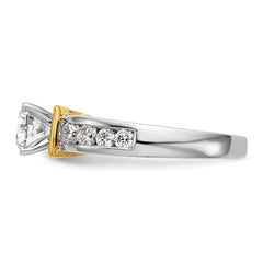 14k Two Tone 5/8 carat Lab Grown Diamond VS/SI+ G+ Semi Mount Peg Set Engagement Ring