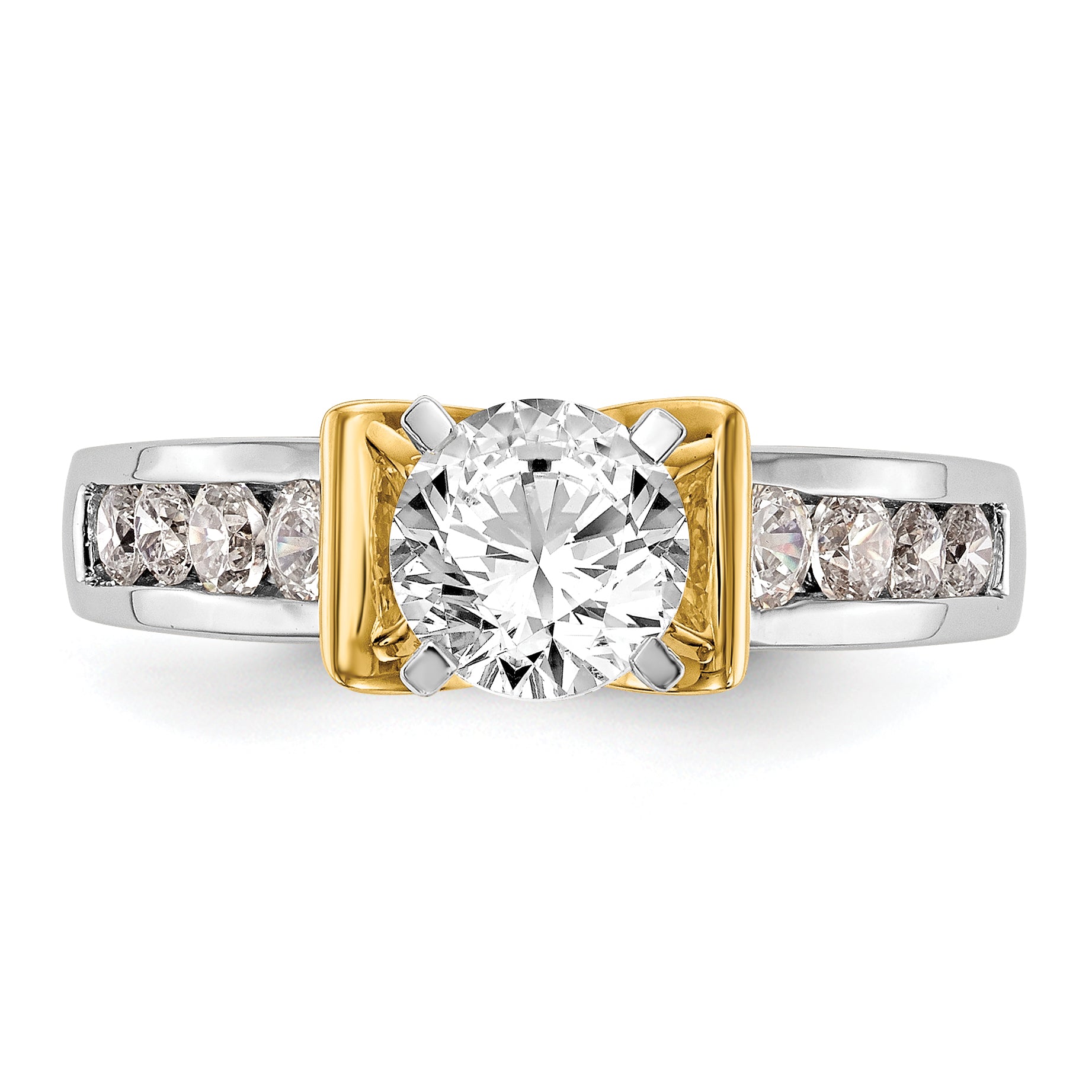 14k Two Tone 5/8 carat Lab Grown Diamond VS/SI+ G+ Semi Mount Peg Set Engagement Ring