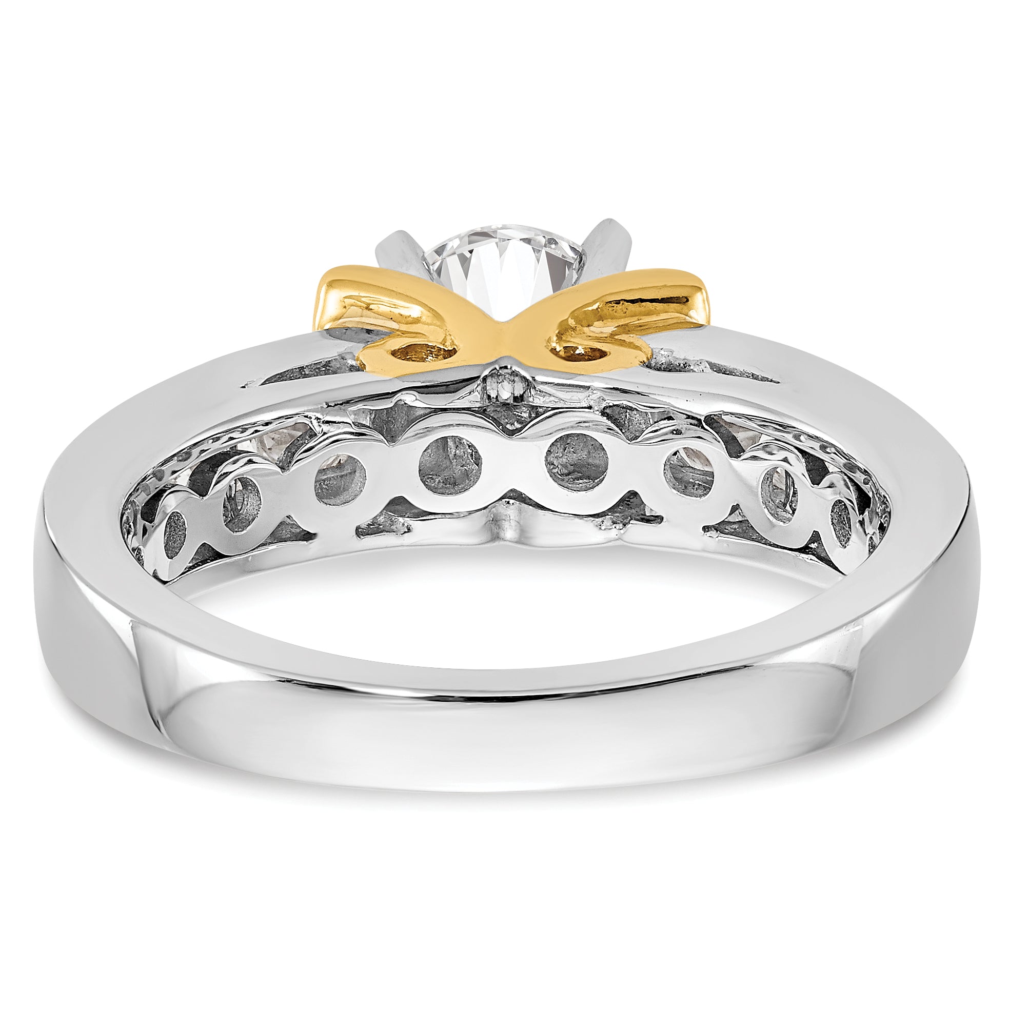 14k Two Tone 5/8 carat Lab Grown Diamond VS/SI+ G+ Semi Mount Peg Set Engagement Ring